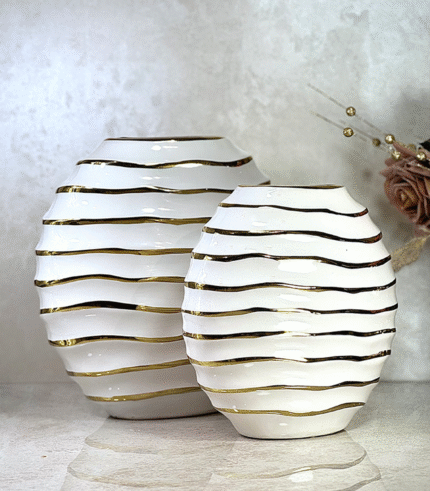 Ensemble de 2 vases en porcelaine – Élégance sculpturale pour votre intérieur