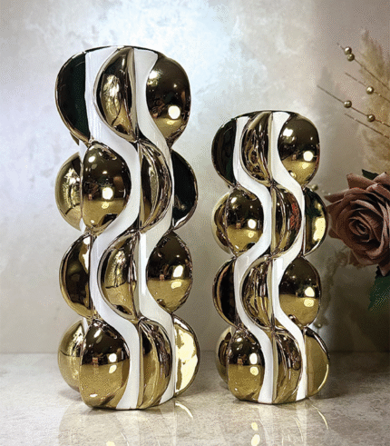 Ensemble de 2 vases en porcelaine en noir ou blanc